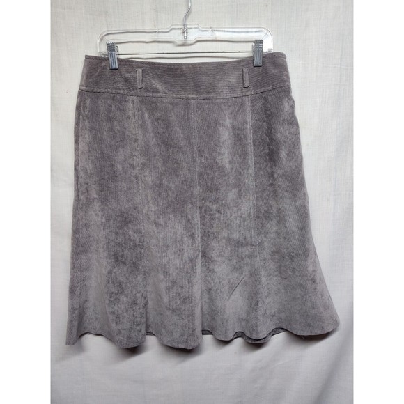 Larry Levine Skirt Size 10 Flared Corduroy Grey Zip Up Lined Velvet - Picture 2 of 14